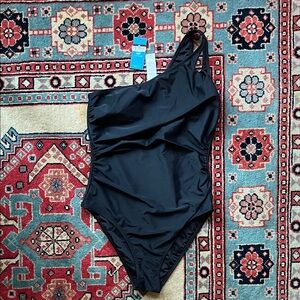 Cupshe black one shoulder, large, one piece swimsuit.NWT